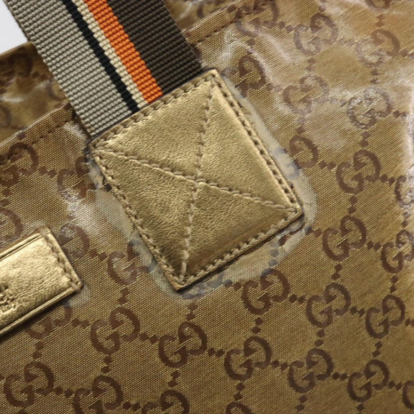 GUCCI GG Canvas GG Crystal Tote Bag Coated Canvas Gold 131230 Auth 196911