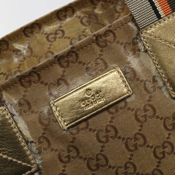 GUCCI GG Canvas GG Crystal Tote Bag Coated Canvas Gold 131230 Auth 196911