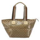 GUCCI GG Canvas GG Crystal Tote Bag Coated Canvas Gold 131230 Auth 196911-2