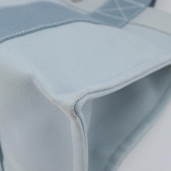 HERMES Bora Bora PM Hand Bag Canvas Light Blue Silver Auth 196916A