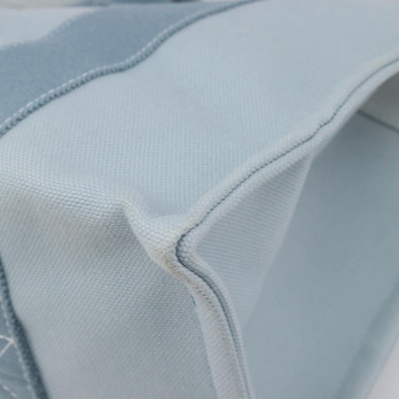 HERMES Bora Bora PM Hand Bag Canvas Light Blue Silver Auth 196916A
