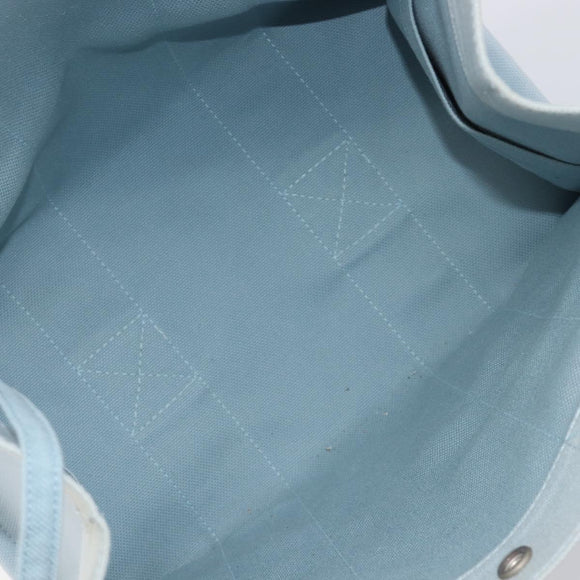 HERMES Bora Bora PM Hand Bag Canvas Light Blue Silver Auth 196916A