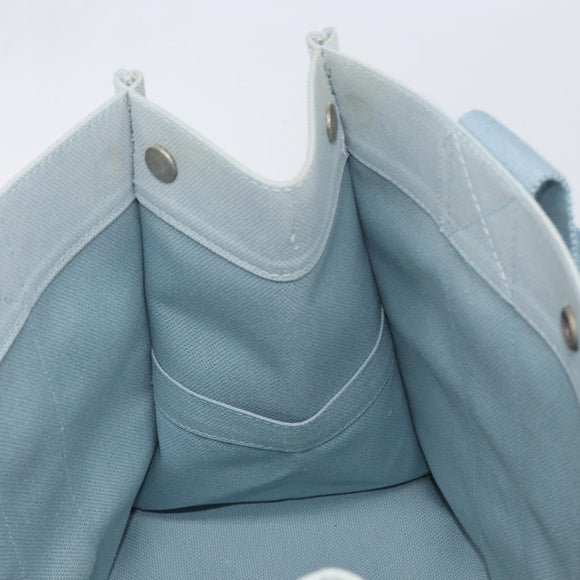HERMES Bora Bora PM Hand Bag Canvas Light Blue Silver Auth 196916A