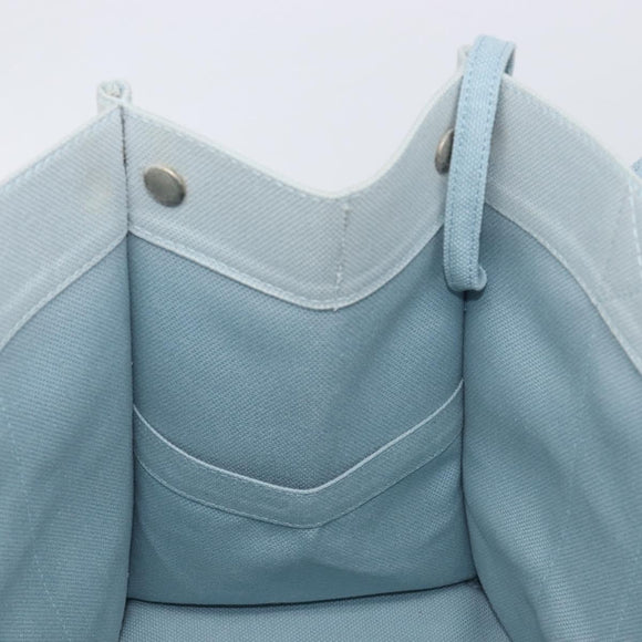HERMES Bora Bora PM Hand Bag Canvas Light Blue Silver Auth 196916A