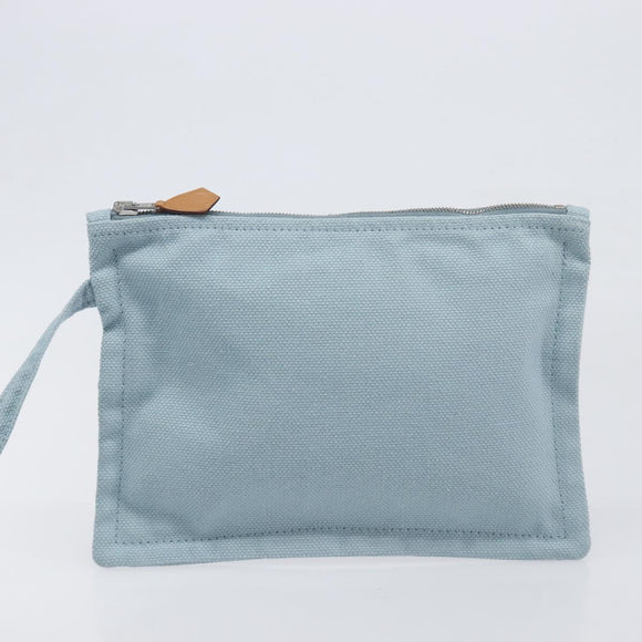 HERMES Bora Bora PM Hand Bag Canvas Light Blue Silver Auth 196916A