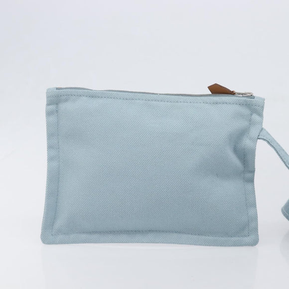 HERMES Bora Bora PM Hand Bag Canvas Light Blue Silver Auth 196916A