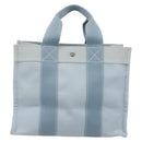 HERMES Bora Bora PM Hand Bag Canvas Light Blue Silver Auth 196916A-2