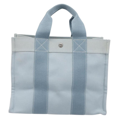 HERMES Bora Bora PM Hand Bag Canvas Light Blue Silver Auth 196916A - 0