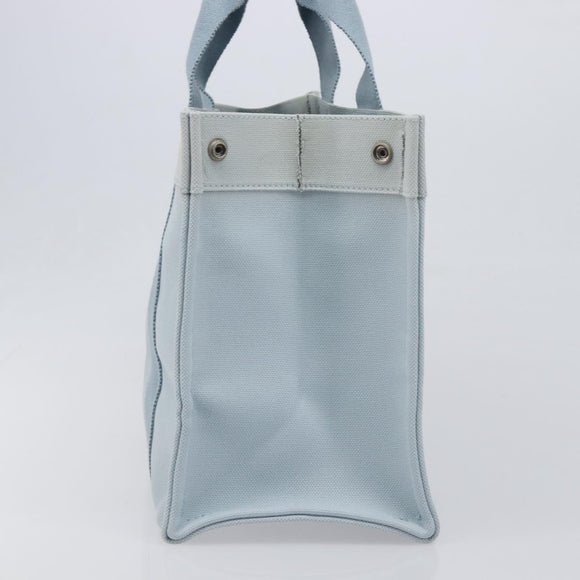 HERMES Bora Bora PM Hand Bag Canvas Light Blue Silver Auth 196916A