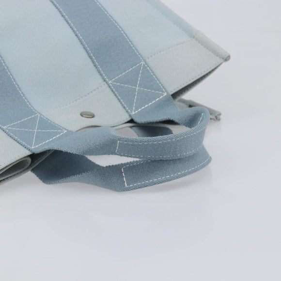 HERMES Bora Bora PM Hand Bag Canvas Light Blue Silver Auth 196916A