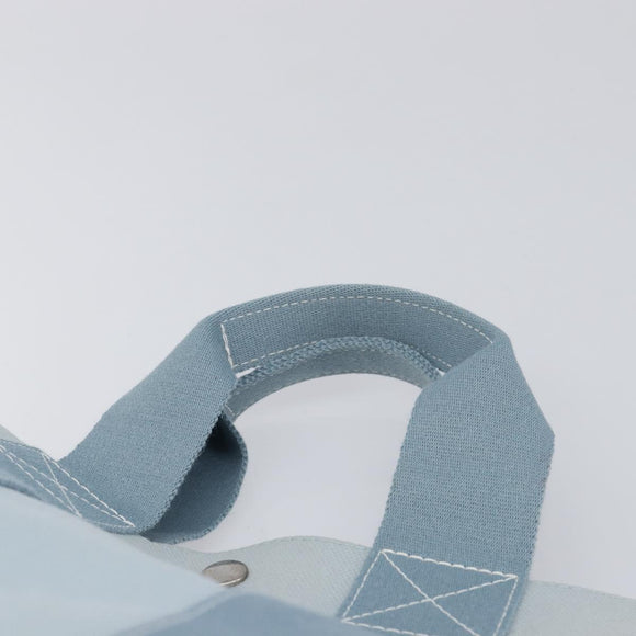 HERMES Bora Bora PM Hand Bag Canvas Light Blue Silver Auth 196916A