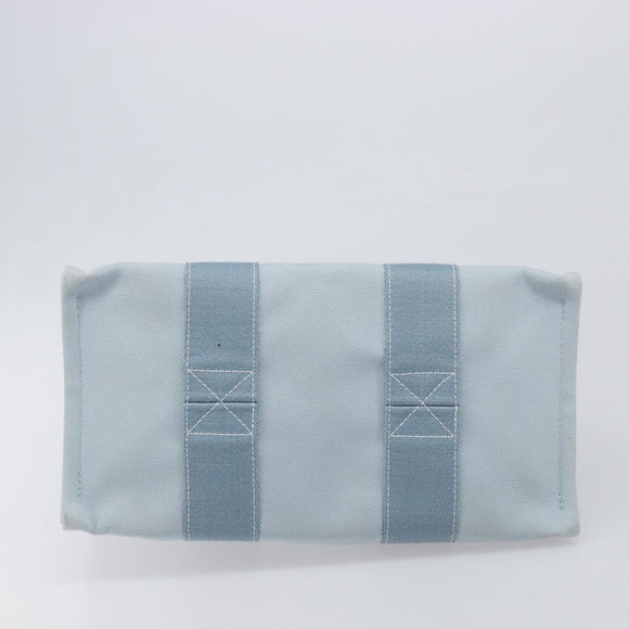 HERMES Bora Bora PM Hand Bag Canvas Light Blue Silver Auth 196916A