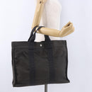 HERMES Her Line MM Hand Bag Canvas Gray Silver Auth 196917-22