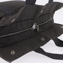 HERMES Her Line MM Hand Bag Canvas Gray Silver Auth 196917-6