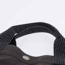 HERMES Her Line MM Hand Bag Canvas Gray Silver Auth 196917-8