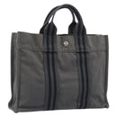HERMES Fourre Tout PM Hand Bag Canvas Gray Silver Auth 196919A-1