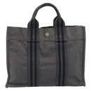 HERMES Fourre Tout PM Hand Bag Canvas Gray Silver Auth 196919A-2
