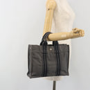 HERMES Fourre Tout PM Hand Bag Canvas Gray Silver Auth 196919A-20