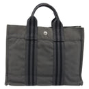 HERMES Fourre Tout PM Hand Bag Canvas Gray Silver Auth 196919A-3