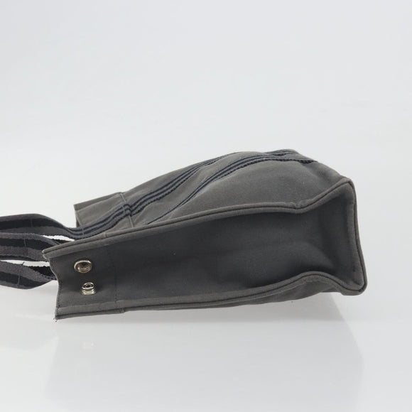 HERMES Fourre Tout PM Hand Bag Canvas Gray Silver Auth 196919A