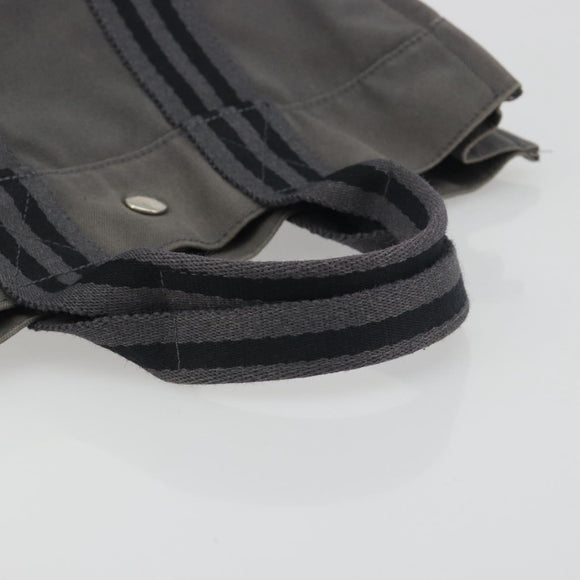HERMES Fourre Tout PM Hand Bag Canvas Gray Silver Auth 196919A