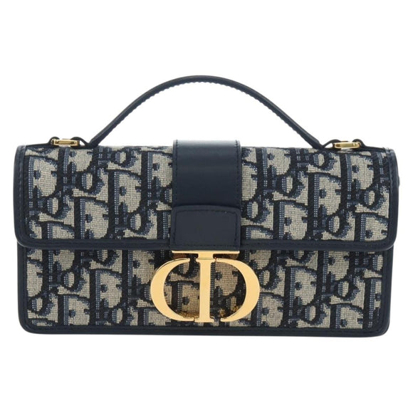 Christian Dior Trotter Canvas Dior 30 Montaigne Bag 2way Navy Gold Auth 196920SAM