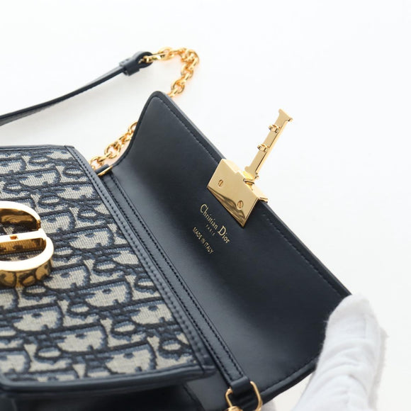 Christian Dior Trotter Canvas Dior 30 Montaigne Bag 2way Navy Gold Auth 196920SAM
