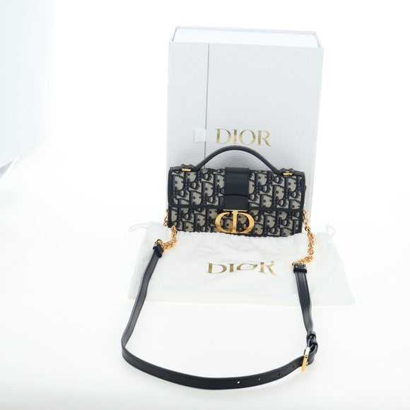 Christian Dior Trotter Canvas Dior 30 Montaigne Bag 2way Navy Gold Auth 196920SAM