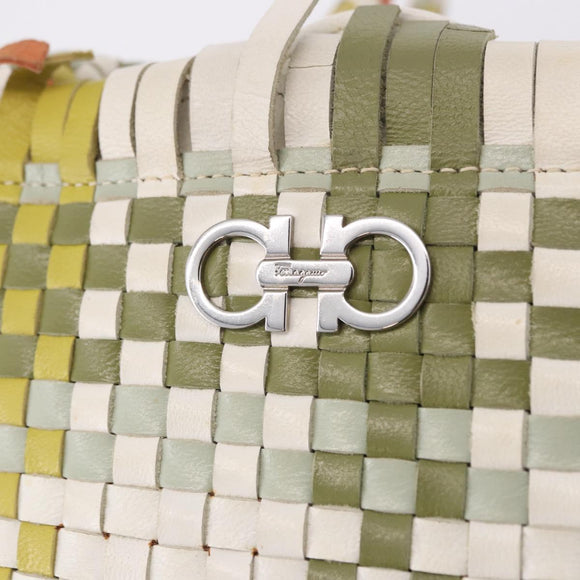 Salvatore Ferragamo Gancini Tote Bag Leather Multicolor Silver Auth 196921A