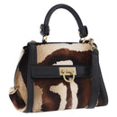 Salvatore Ferragamo Gancini Sofia Bag Harako leather 2way Brown Gold Auth 196922A-1