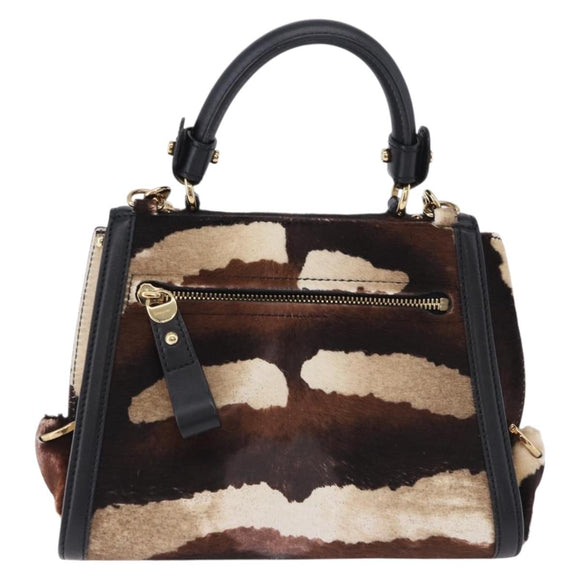 Salvatore Ferragamo Gancini Sofia Bag Harako leather 2way Brown Gold Auth 196922A