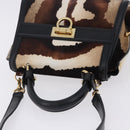 Salvatore Ferragamo Gancini Sofia Bag Harako leather 2way Brown Gold Auth 196922A-6