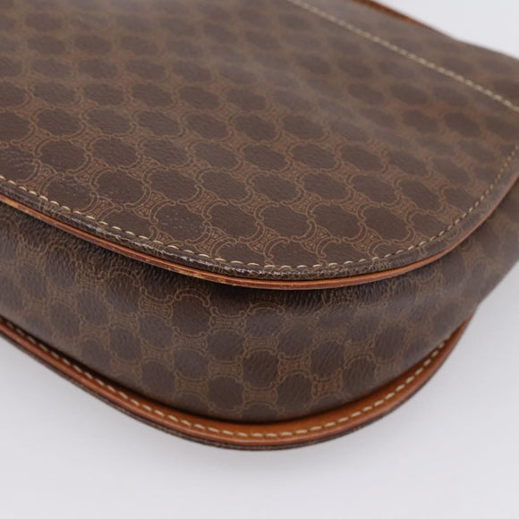 CELINE Macadam Canvas Hand Bag PVC Leather 2way Brown Gold Auth 196924