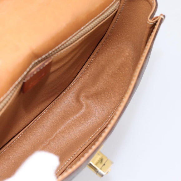 CELINE Macadam Canvas Hand Bag PVC Leather 2way Brown Gold Auth 196924