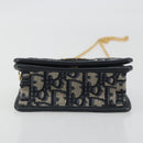 Christian Dior Trotter Canvas Chain Shoulder Bag Navy Gold Auth 196933M-5