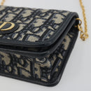 Christian Dior Trotter Canvas Chain Shoulder Bag Navy Gold Auth 196933M-9