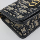 Christian Dior Trotter Canvas Chain Shoulder Bag Navy Gold Auth 196933M-15