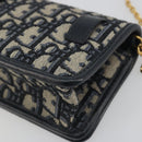 Christian Dior Trotter Canvas Chain Shoulder Bag Navy Gold Auth 196933M-16