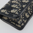Christian Dior Trotter Canvas Chain Shoulder Bag Navy Gold Auth 196933M-17