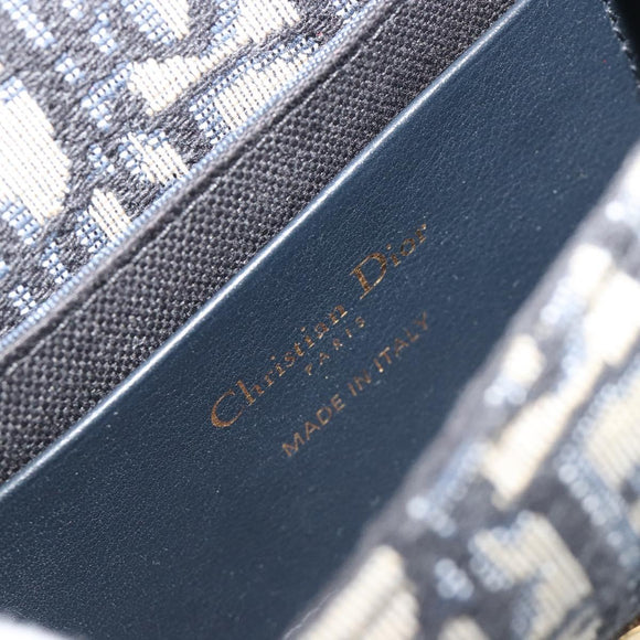 Christian Dior Trotter Canvas Chain Shoulder Bag Navy Gold Auth 196933M