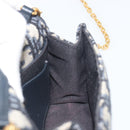 Christian Dior Trotter Canvas Chain Shoulder Bag Navy Gold Auth 196933M-21