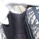 Christian Dior Trotter Canvas Chain Shoulder Bag Navy Gold Auth 196933M-22