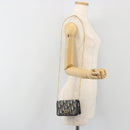 Christian Dior Trotter Canvas Chain Shoulder Bag Navy Gold Auth 196933M-25