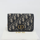 Christian Dior Trotter Canvas Chain Shoulder Bag Navy Gold Auth 196933M-12