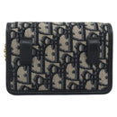 Christian Dior Trotter Canvas Chain Shoulder Bag Navy Gold Auth 196933M-2