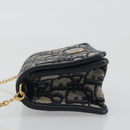 Christian Dior Trotter Canvas Chain Shoulder Bag Navy Gold Auth 196933M-4