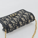 Christian Dior Trotter Canvas Chain Shoulder Bag Navy Gold Auth 196933M-6