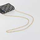 Christian Dior Trotter Canvas Chain Shoulder Bag Navy Gold Auth 196933M-7