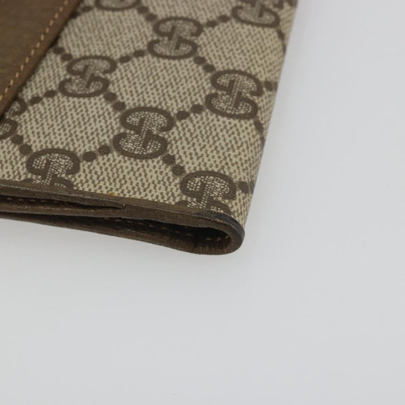 GUCCI GG Supreme Web Sherry Line Long Wallet PVC Beige Gold Auth 196939
