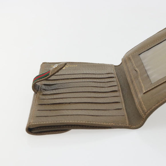 GUCCI GG Supreme Web Sherry Line Long Wallet PVC Beige Gold Auth 196939